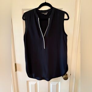 VINCE Navy 100% Silk Sleeveless Blouse Size 8